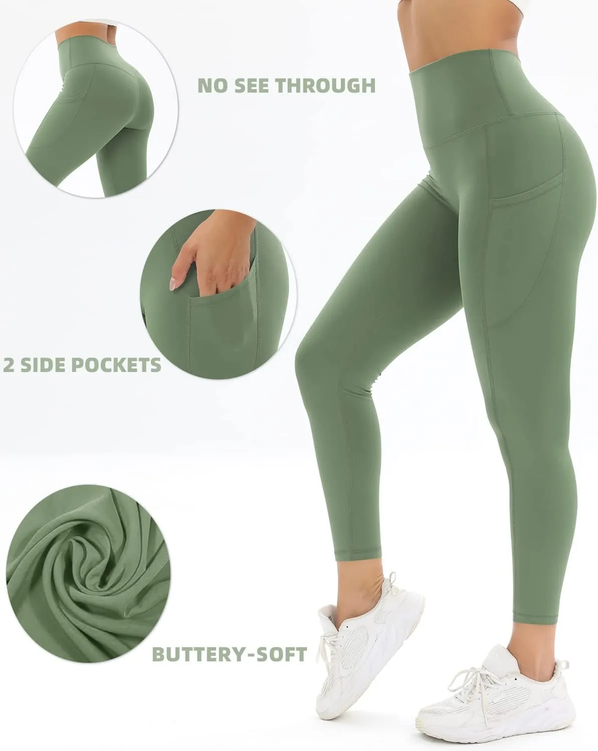 2 Pack Leggings for Women Tummy Control Workout Running Leggings with Pockets High Waisted Yoga Pants