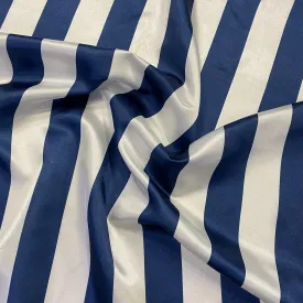 2" Satin Stripe Wholesale Fabric in White and Navy