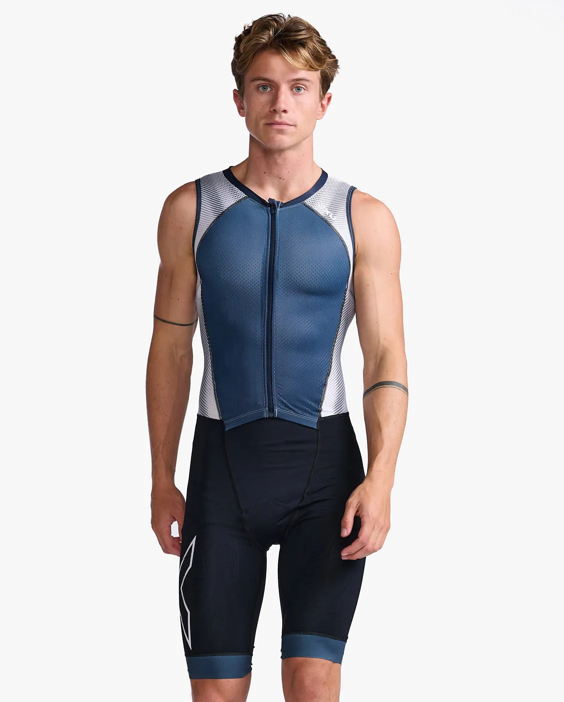 2XU Men's Aero Front Zip Trisuit - Midnight/White