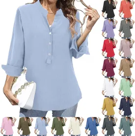 3/4 Length Sleeve Womens Tops Dressy Casual Blouses for Women 2025 Trendy V Neck T Shirts Summer Clothes