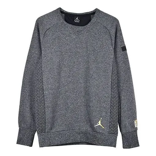 Air Jordan CNY Chinese New Year Icon Fleece Crew 'Black Grey' Sweatshirt, black