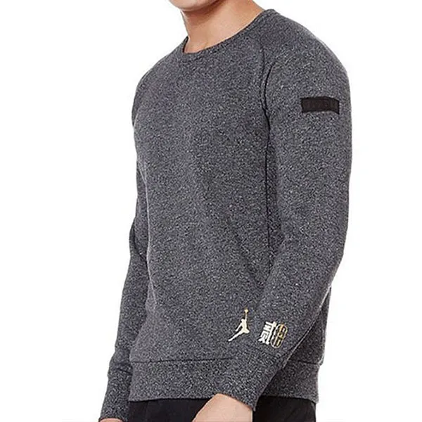 Air Jordan CNY Chinese New Year Icon Fleece Crew 'Black Grey' Sweatshirt, black