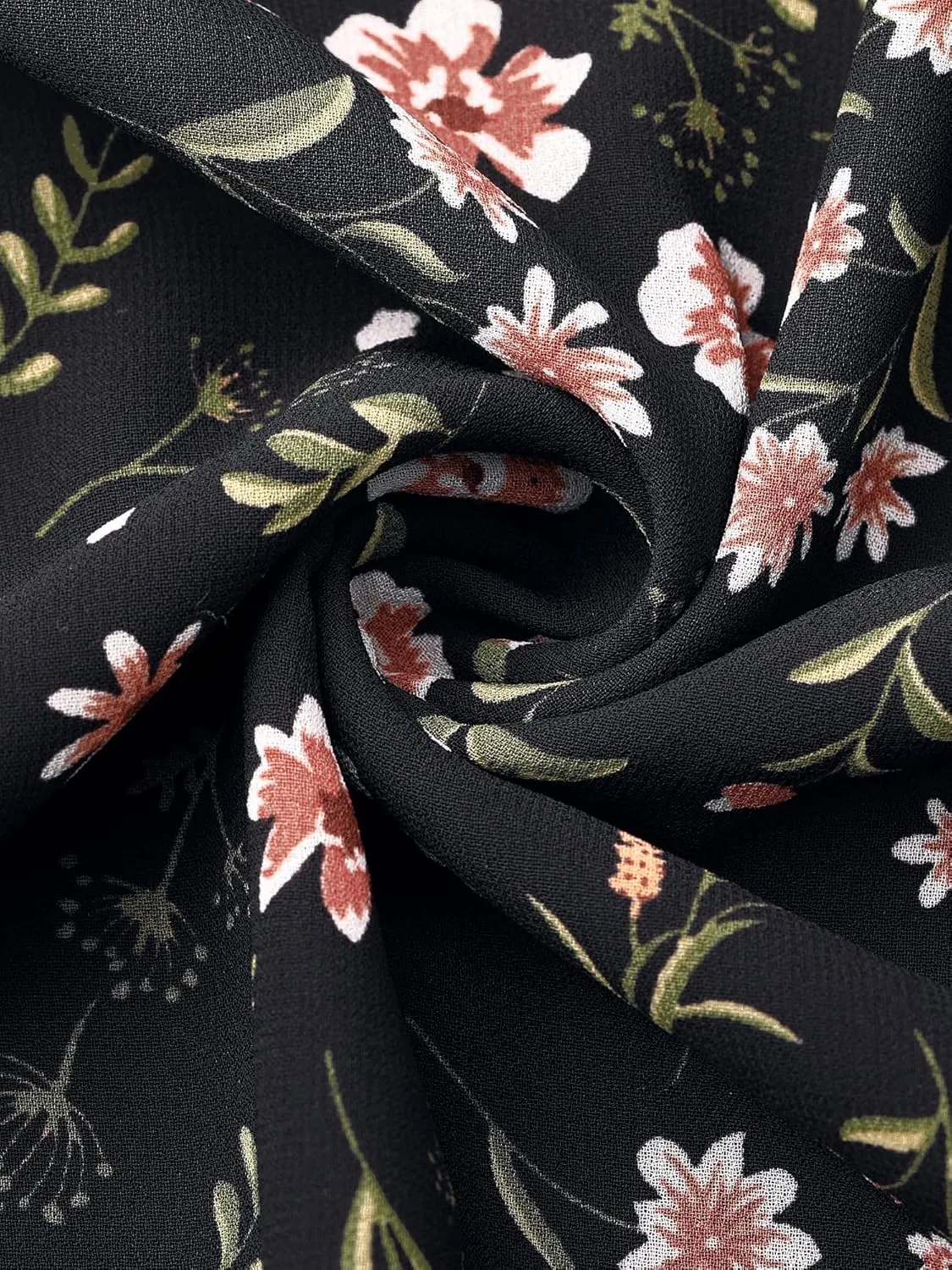 Allegra K Chiffon Floral Flowy Dress for Women's 2025 Ruffle Long Sleeve Mock Neck A-Line Midi Dresses