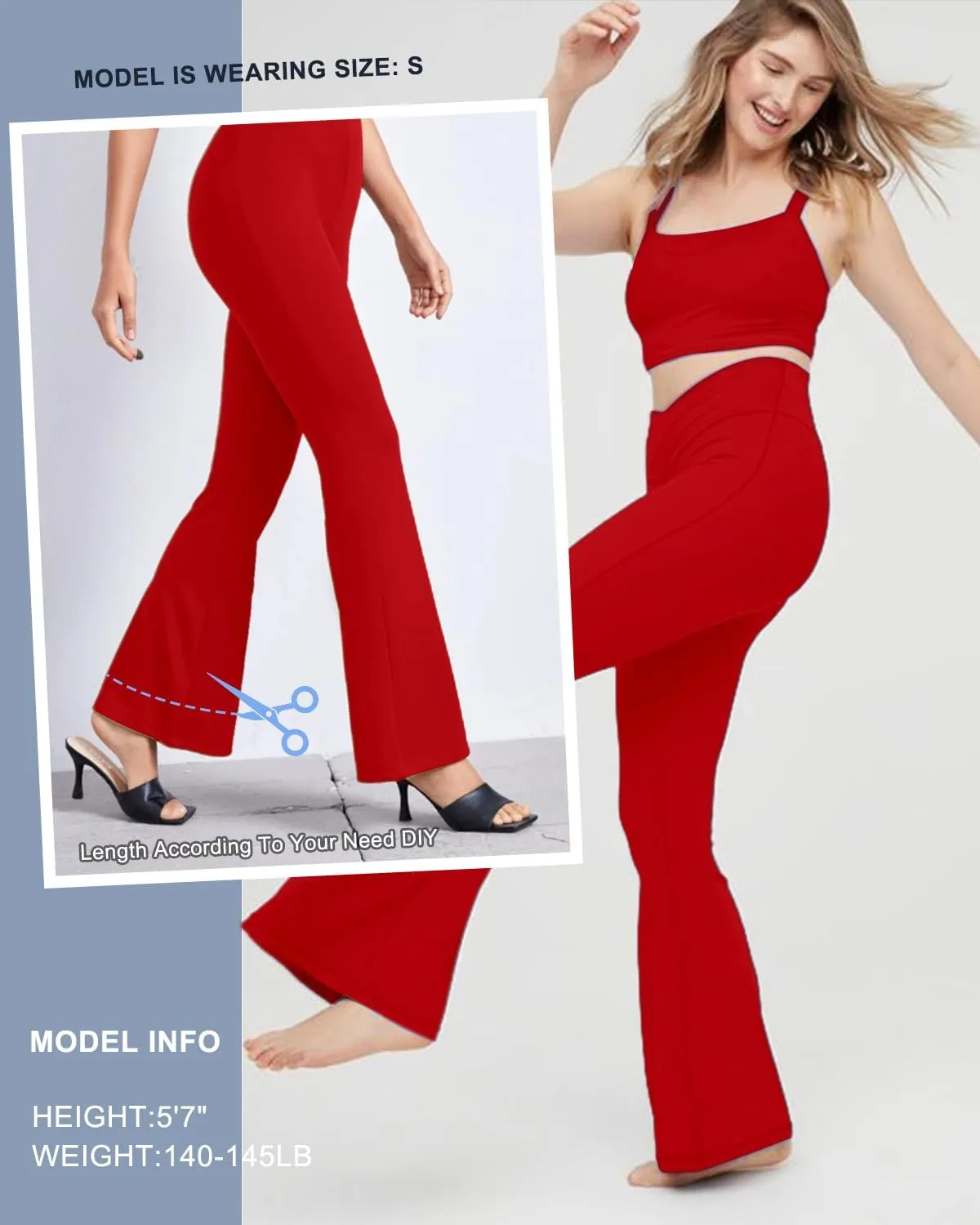 Aoliks Crossover Flare Leggings for Women,High Waisted Bootcut Yoga Pants Workout Bell Bottom Leggings