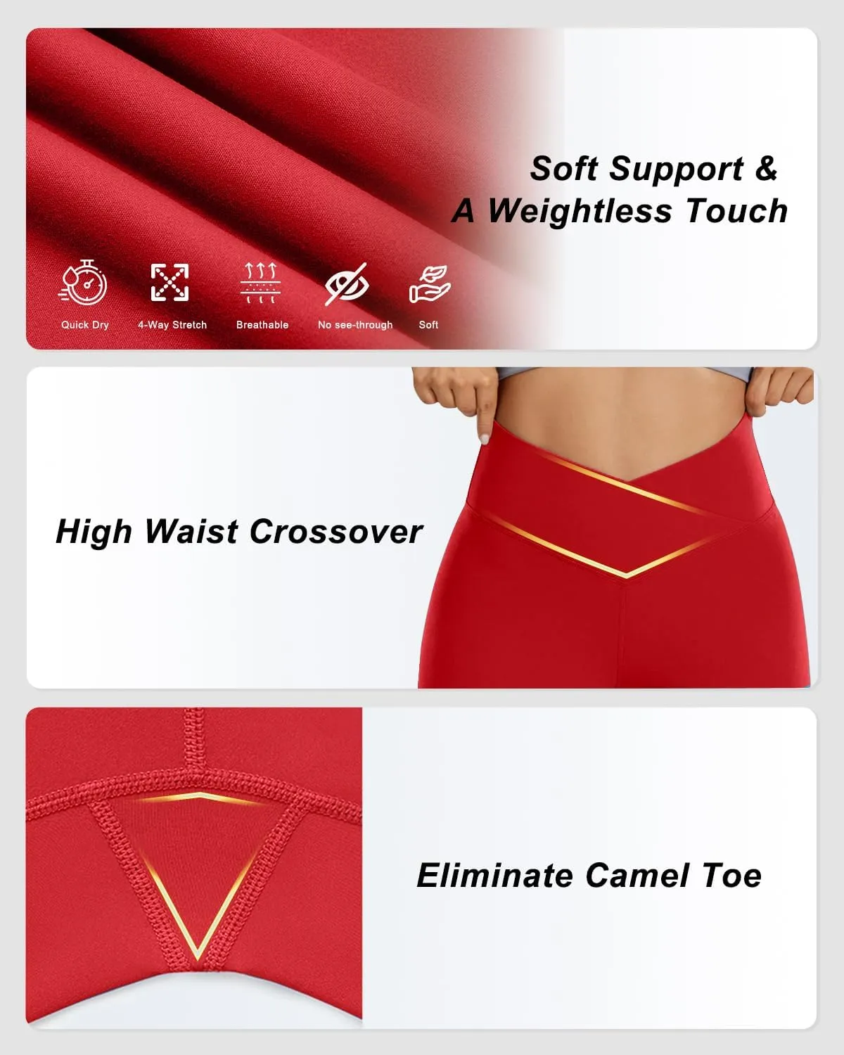 Aoliks Crossover Flare Leggings for Women,High Waisted Bootcut Yoga Pants Workout Bell Bottom Leggings