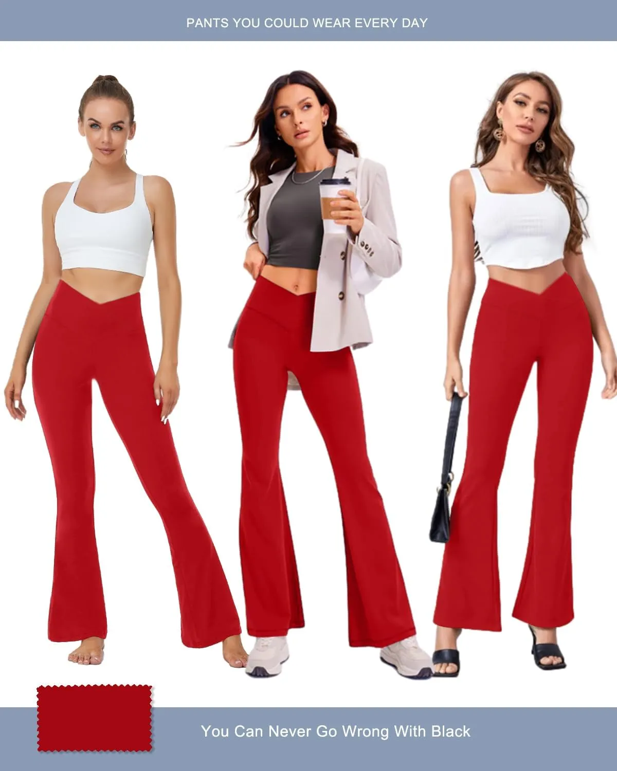 Aoliks Crossover Flare Leggings for Women,High Waisted Bootcut Yoga Pants Workout Bell Bottom Leggings