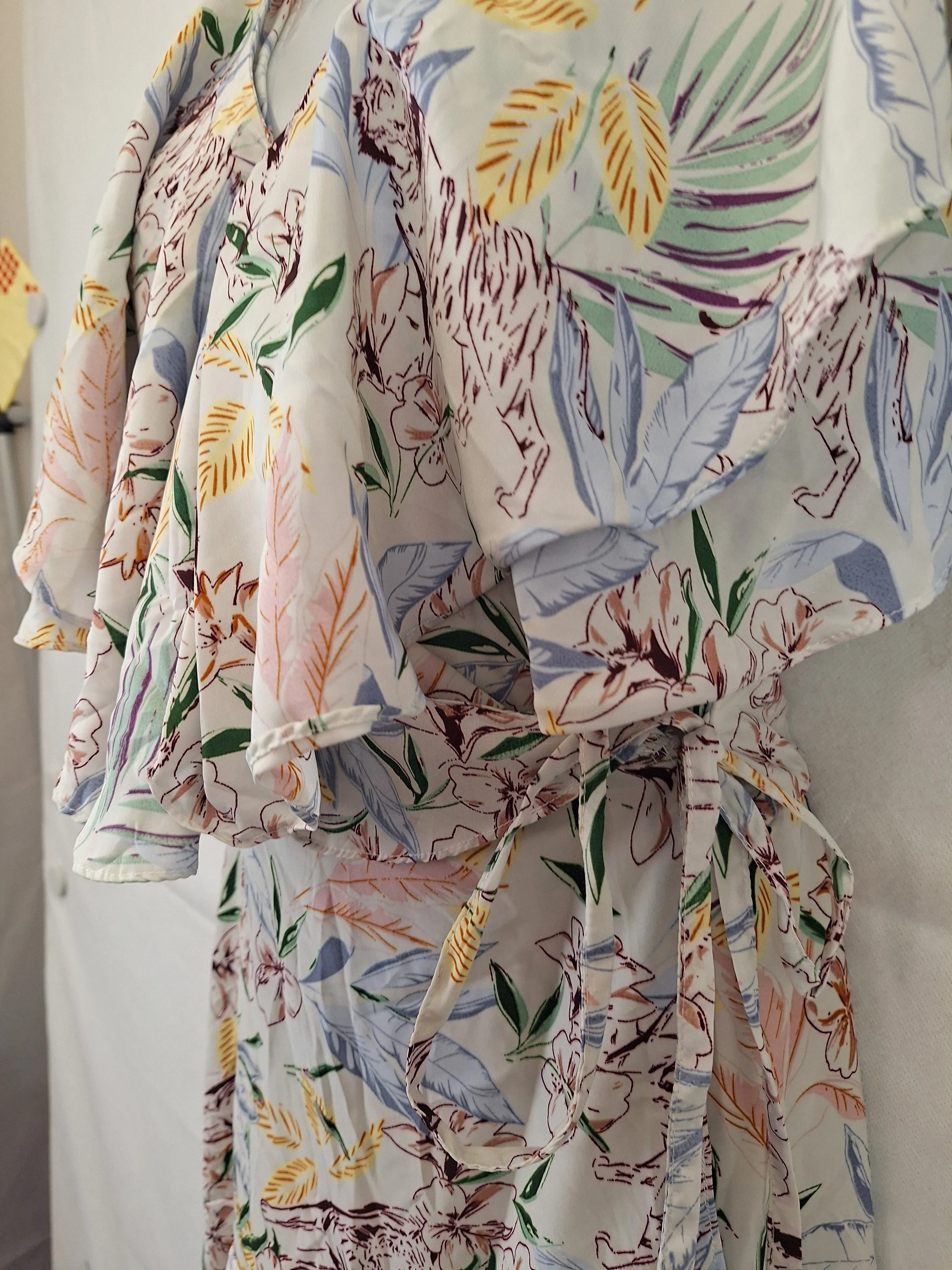 Assorted Brands Draped Asymmetrical Floral Midi Dress Size 10