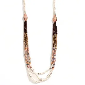 Birungi Boho Chic Handmade Beaded Long Necklace (Cream or Rose)