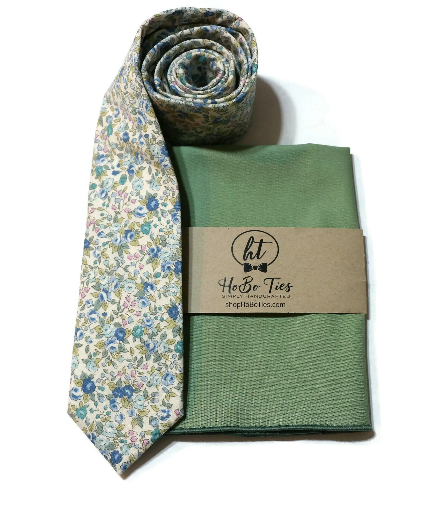 Blue & Sage Floral Necktie
