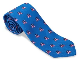 Blue Patriotic Elephants Necktie - F4631