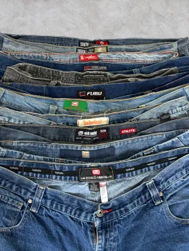 Branded Y2k 38   Size Baggy Hip Hop Jeans & Jorts 20 Pcs (A58)