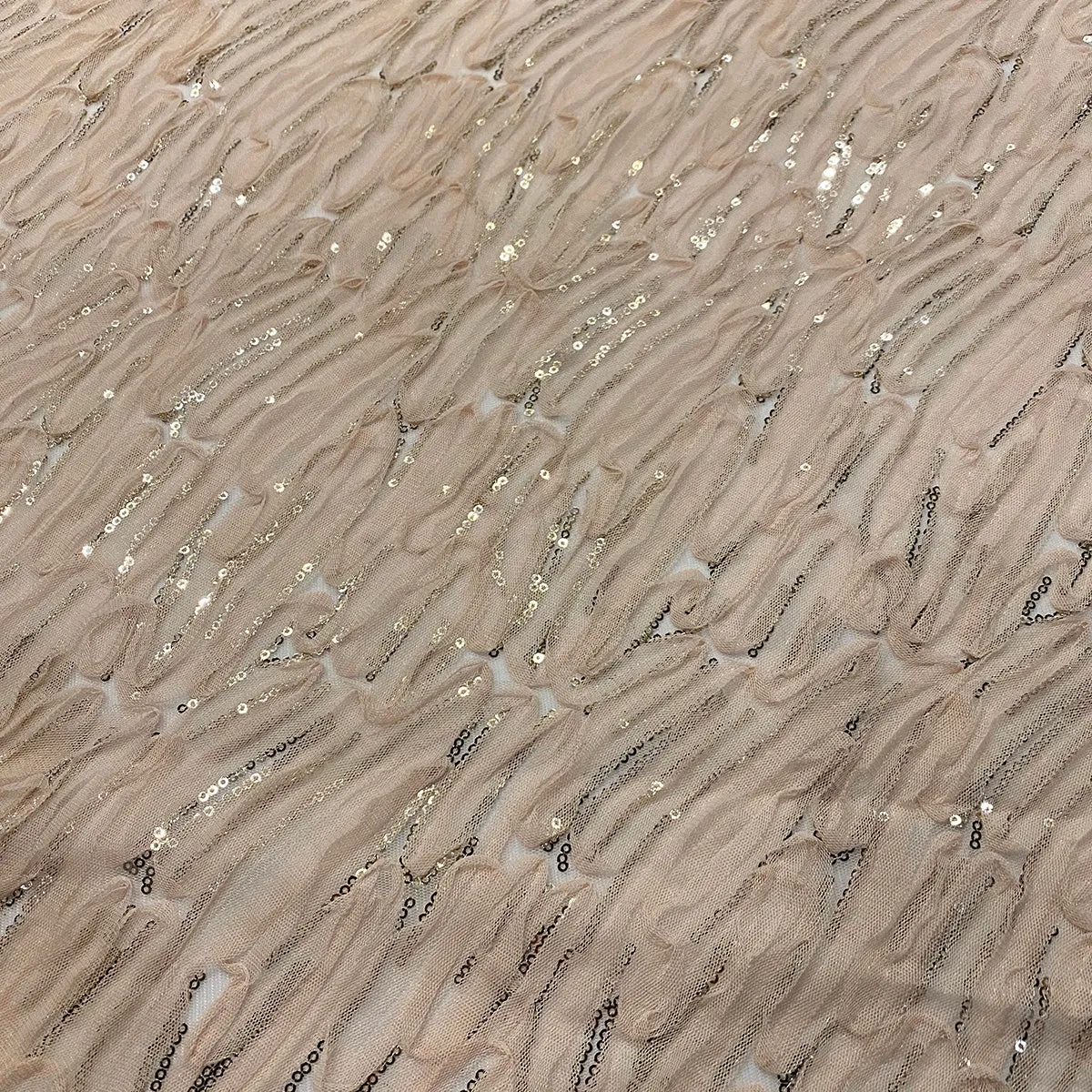Brilliant Sheer Sequins Wholesale Fabric in Champagne