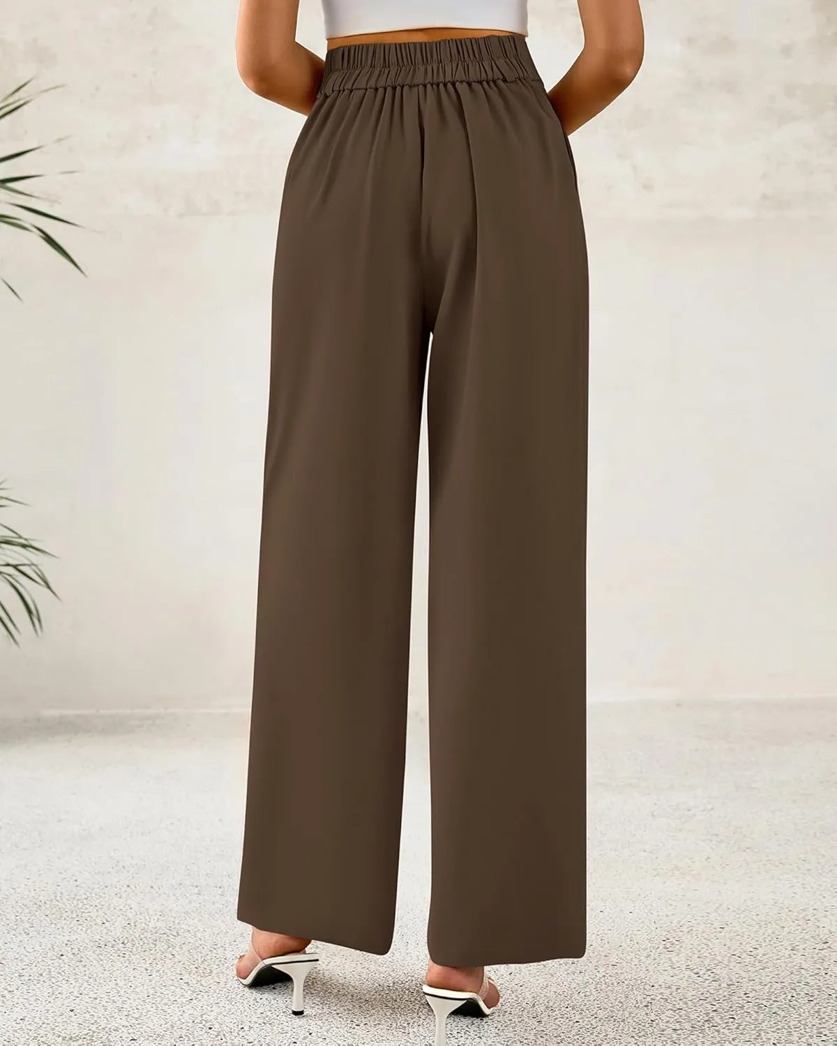 BTFBM Women Wide Leg Dress Pants 2025 High Waisted Button Pleated Business Casual Trousers Office Work Palazzo Pants