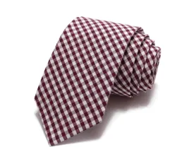 Burgundy Gingham Check Necktie