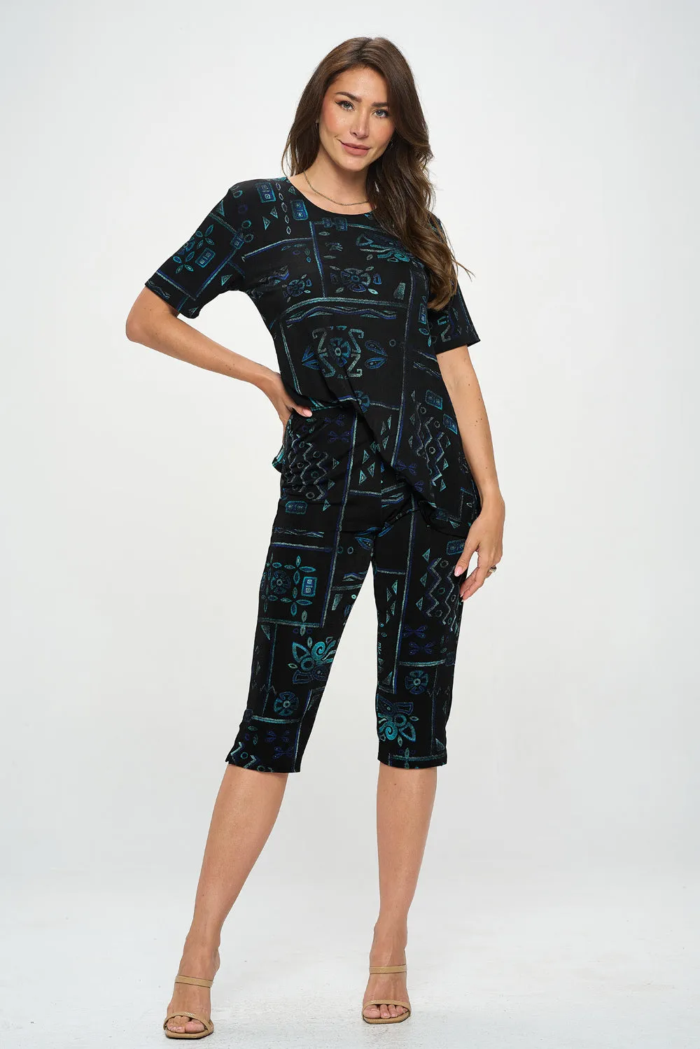 Capri Pant Set Short Sleeve - 9003BN-SRP1-W401