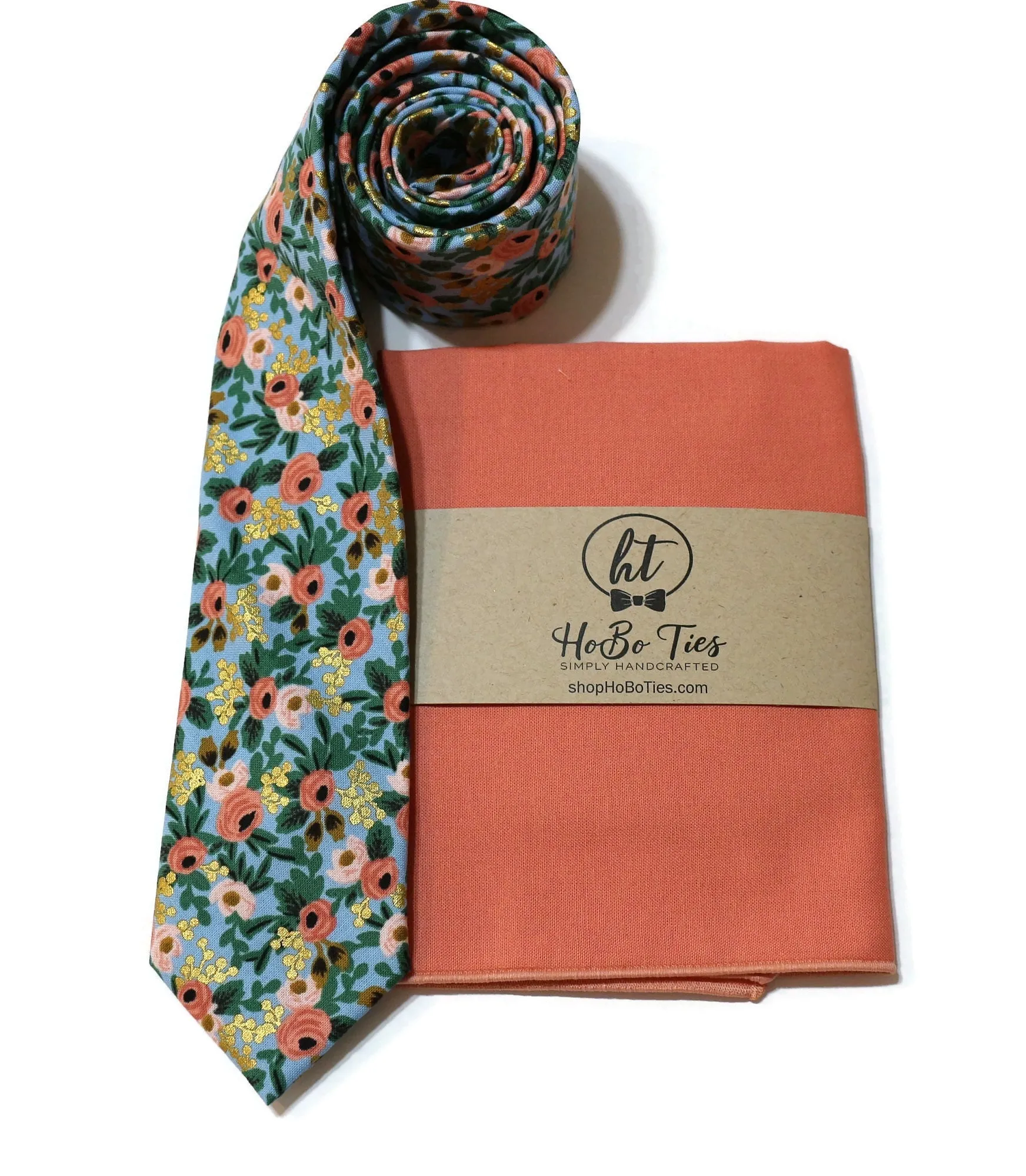 Chambray Metallic Rosa Floral Necktie