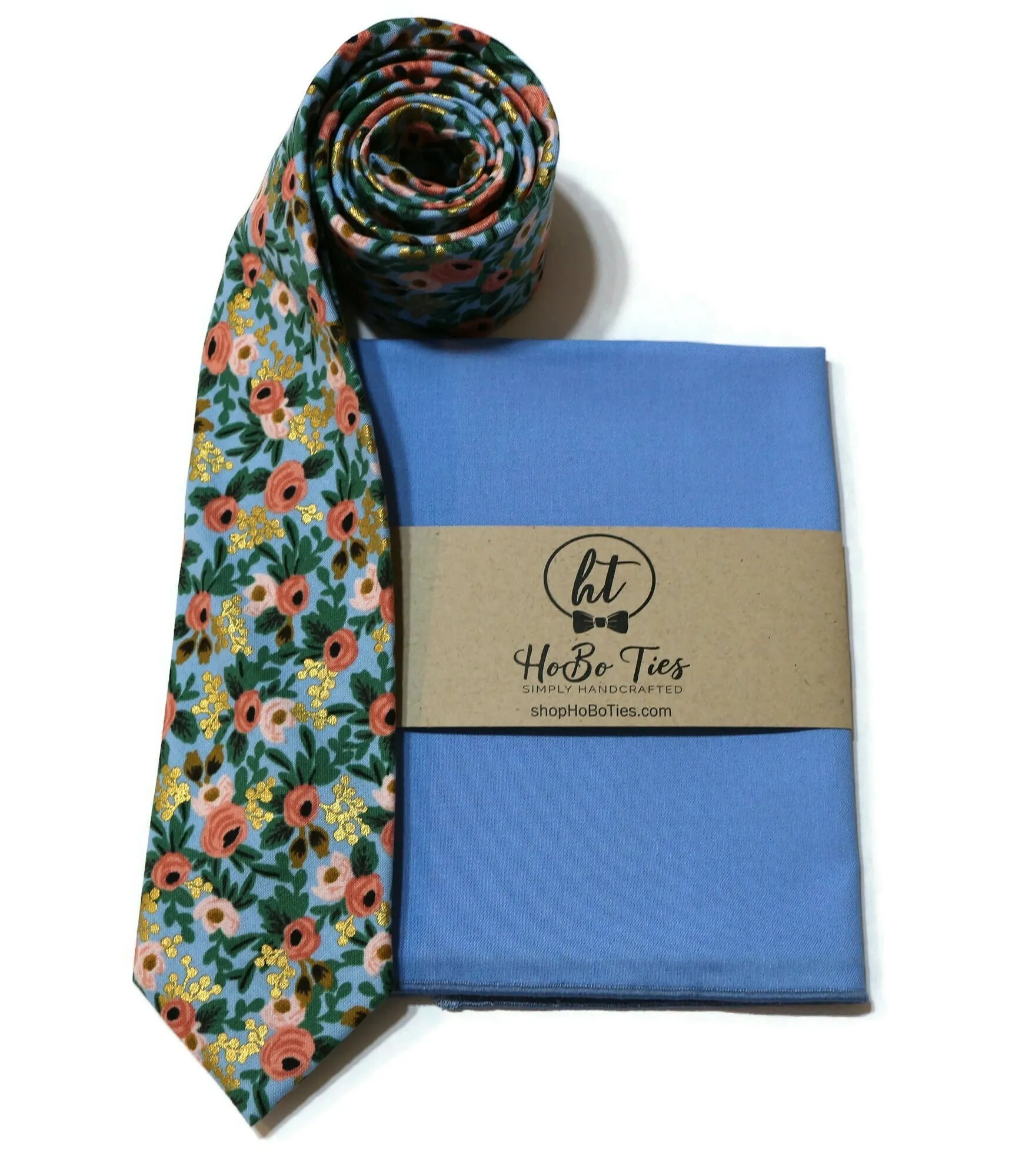 Chambray Metallic Rosa Floral Necktie