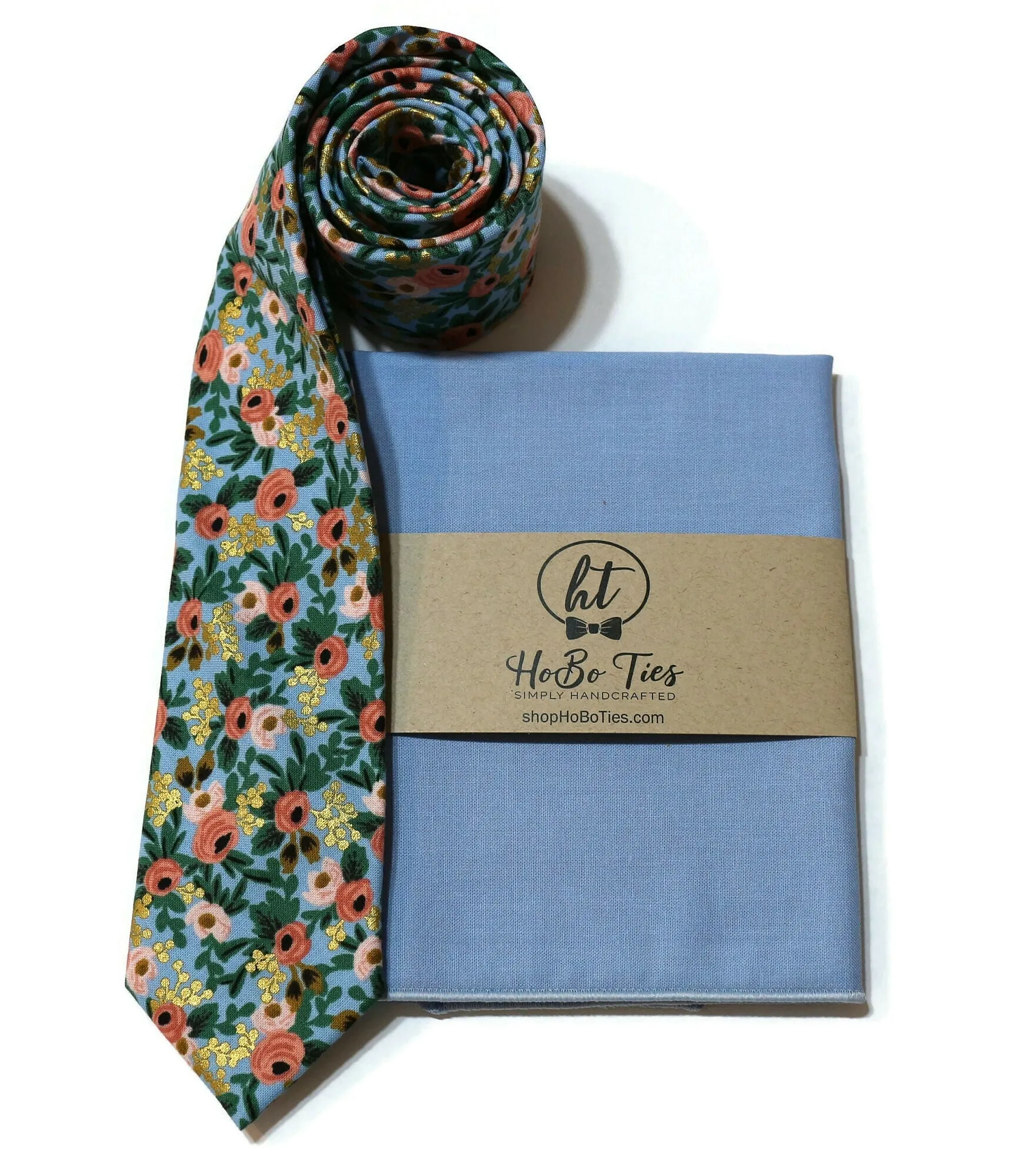Chambray Metallic Rosa Floral Necktie