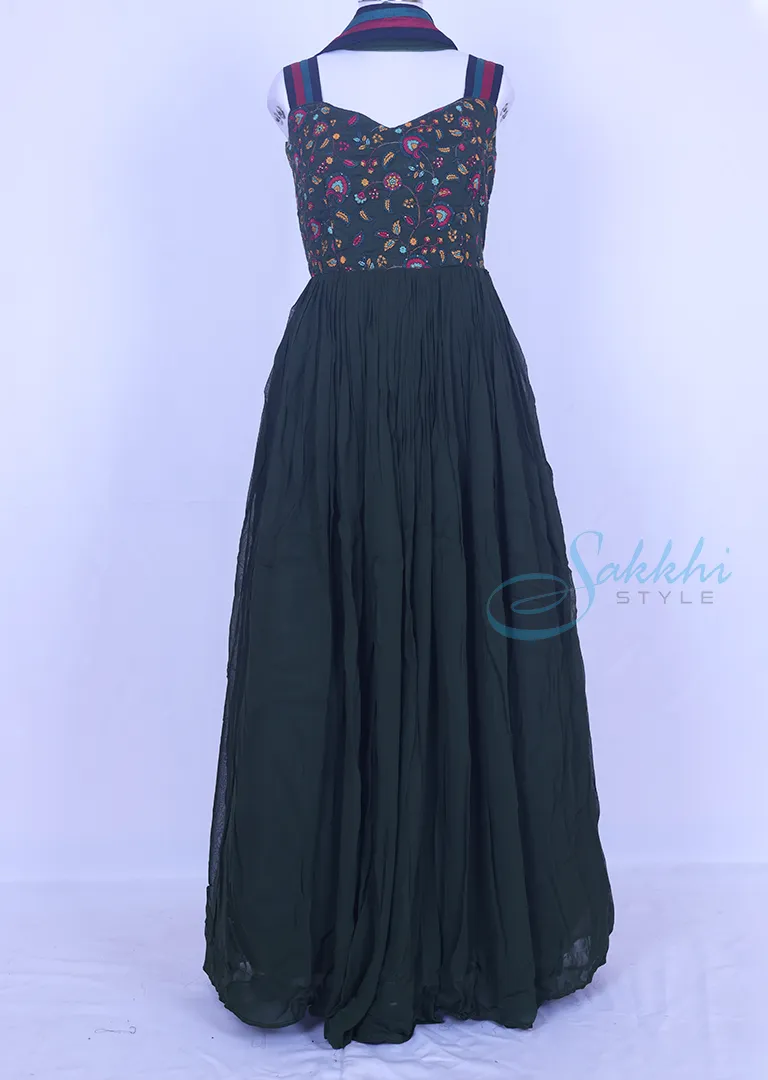 Dark Green anarkali suit with dupatta