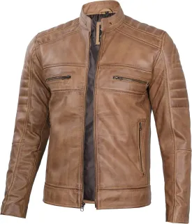 Decrum Leather Jacket Men - Cafe Racer Style Fashion Real Lambskin Leather Jacket For Men