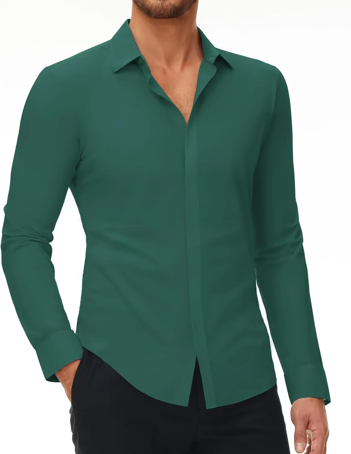 DEMEANOR Stretch Mens Dress Shirts Long Sleeve Slim Fit Dress Shirts for Men Button Down Dress Shirts Wrinkle Free