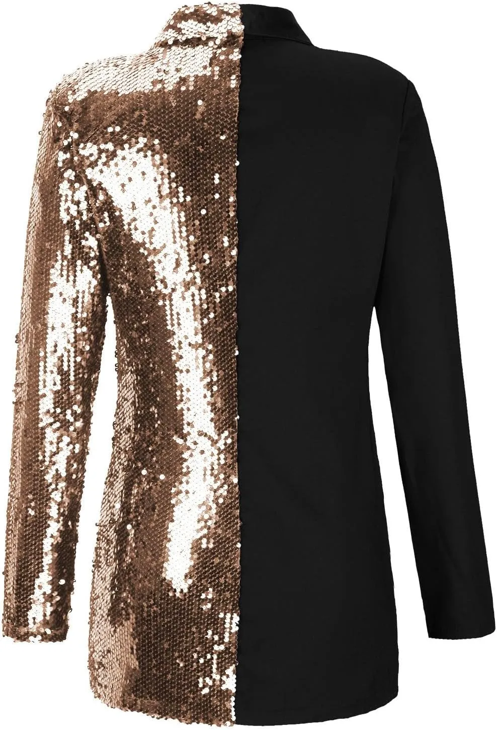 Double Breasted Sequin Blazer Dress for Women Sexy Colorblock Long Blazers Jackets Formal Evening Party Club Outfits