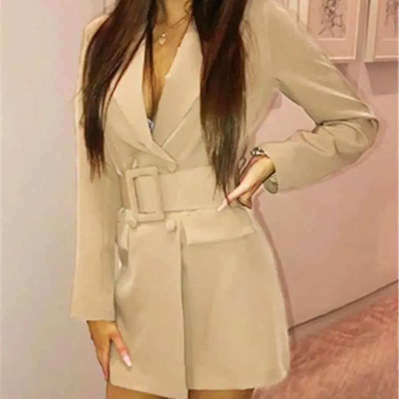 Dress women's mid-length suit outside