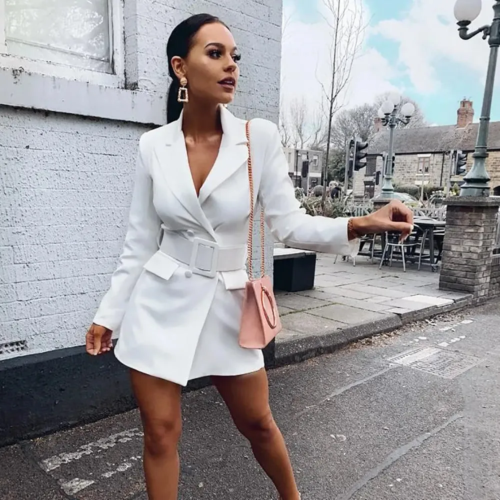 Dress women's mid-length suit outside