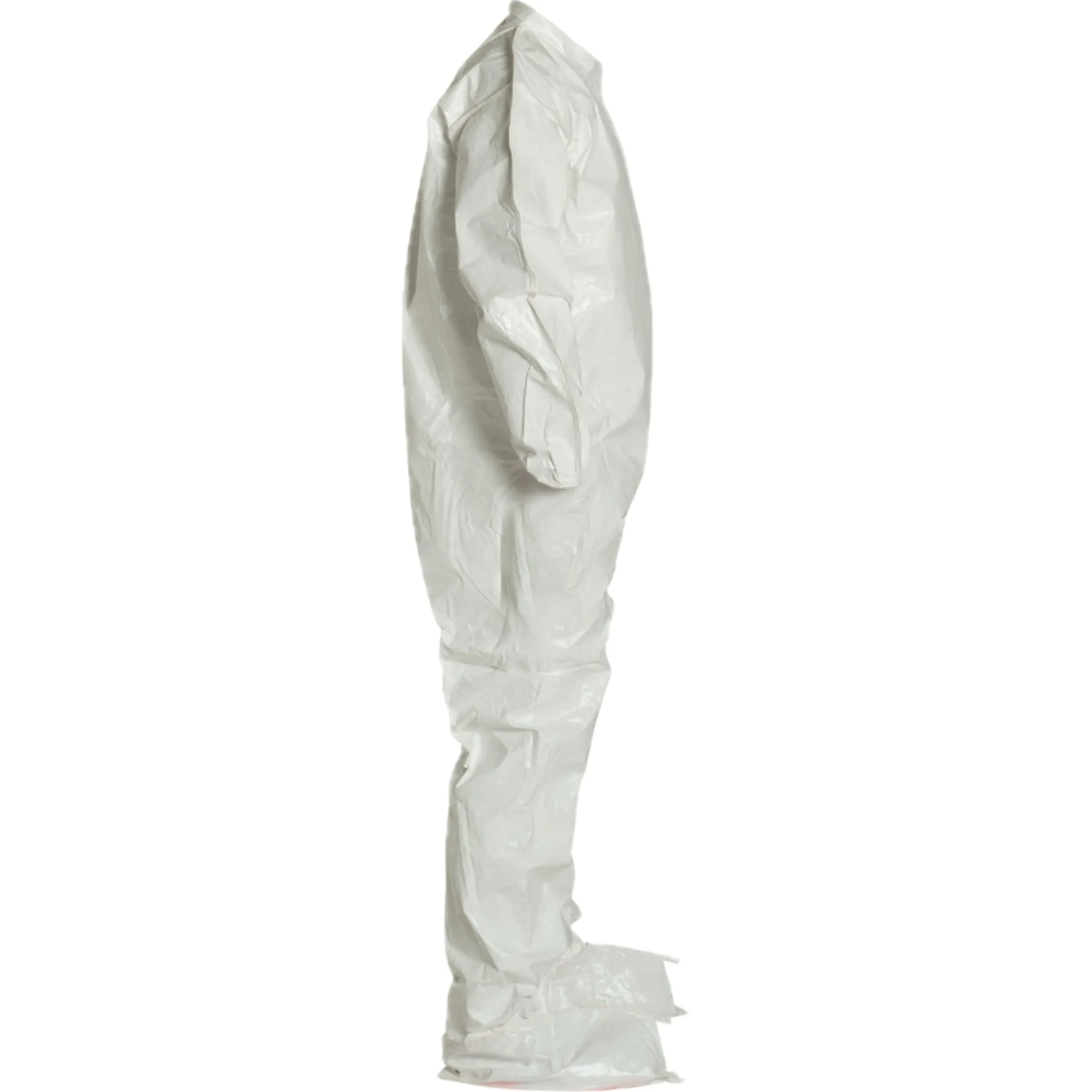 DuPont Tychem 4000 SL121BWH Coverall, Elastic Wrists, Attached Socks, White, Case of 12