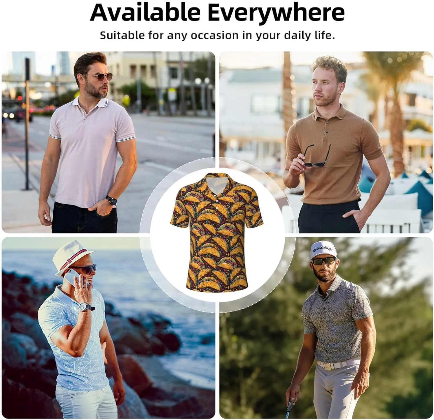 Funny Men's Golf Polo Shirts Mens Novelty Short Sleeve Polo Shirts Moisture Wicking Quick Dry Golf Shirts