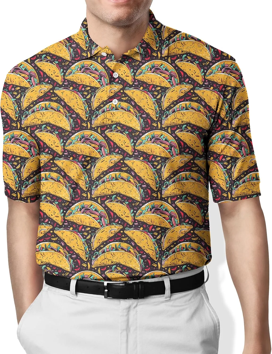 Funny Men's Golf Polo Shirts Mens Novelty Short Sleeve Polo Shirts Moisture Wicking Quick Dry Golf Shirts