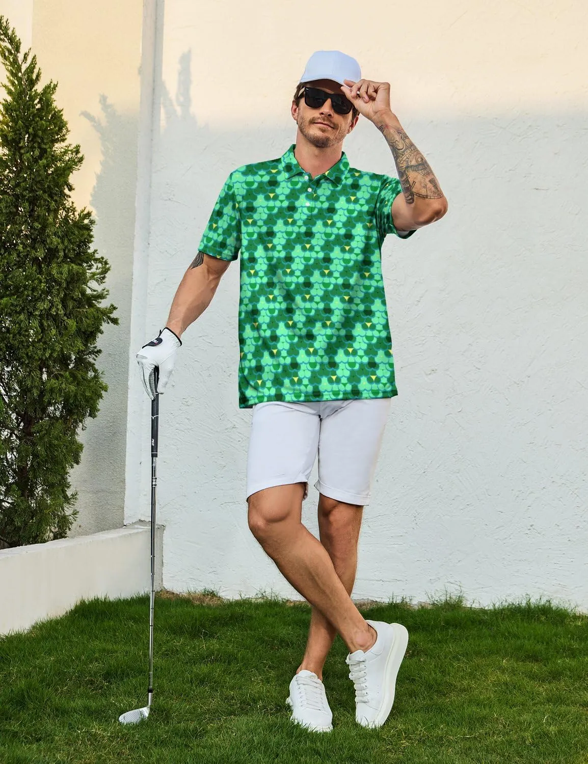 Funny Mens Golf Polo Shirts,Moisture Wicking Golf Shirts for Men Collared Short Sleeve Polo Shirts Golf Gifts