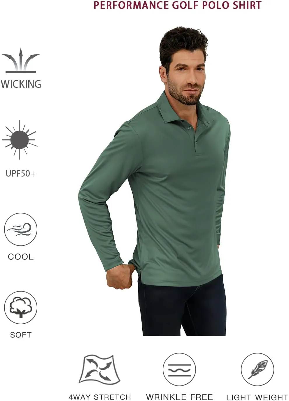 Golf Shirts for Men - Short Sleeve Performance Solid Moisture Wicking Polo Shirt