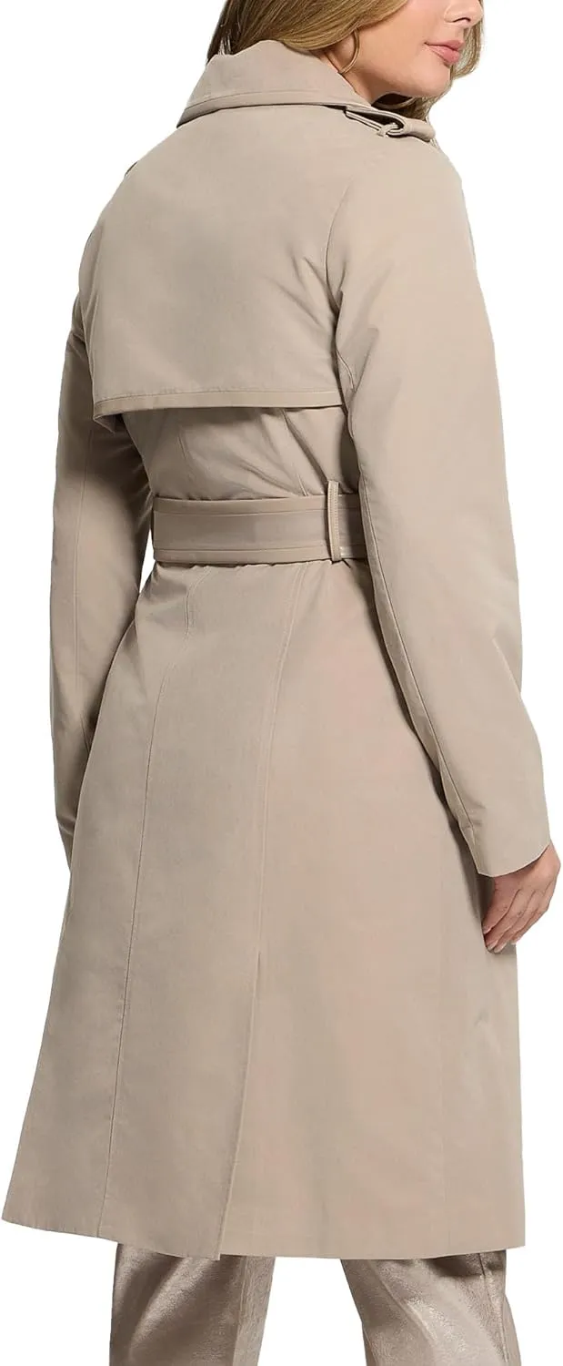 GUESS Women's Eco Jenny Faux Leather Details Trench