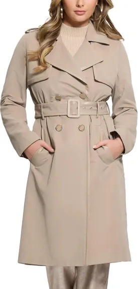 GUESS Women's Eco Jenny Faux Leather Details Trench