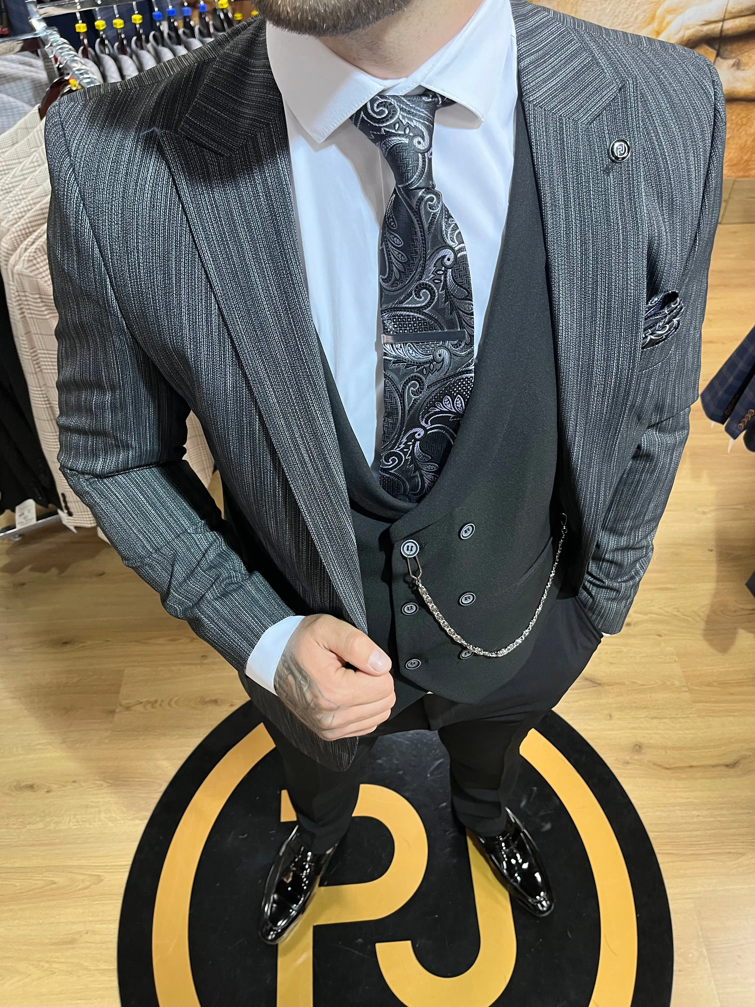 Hardy - Black/Grey 3 Piece Suit