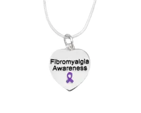 Heart Shaped Fibromyalgia Awareness Necklaces