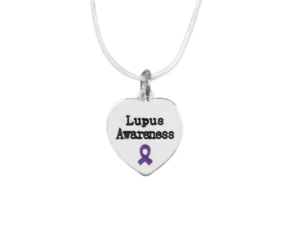 Heart Shaped Lupus Awareness Necklaces