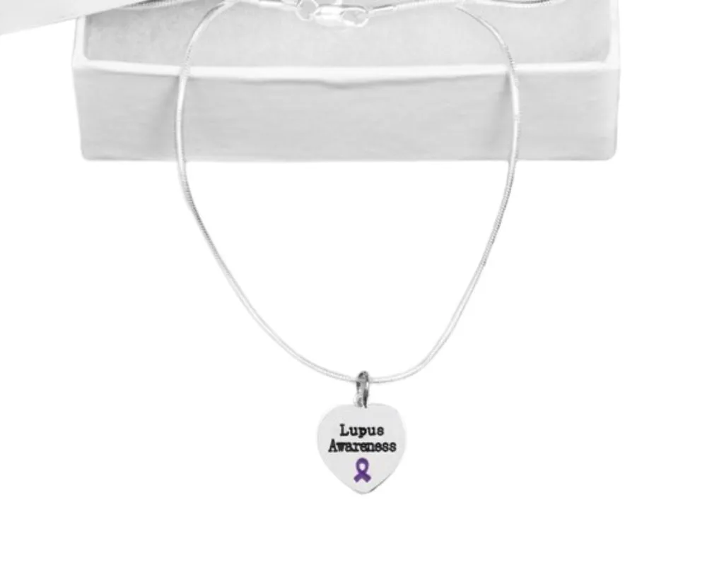 Heart Shaped Lupus Awareness Necklaces