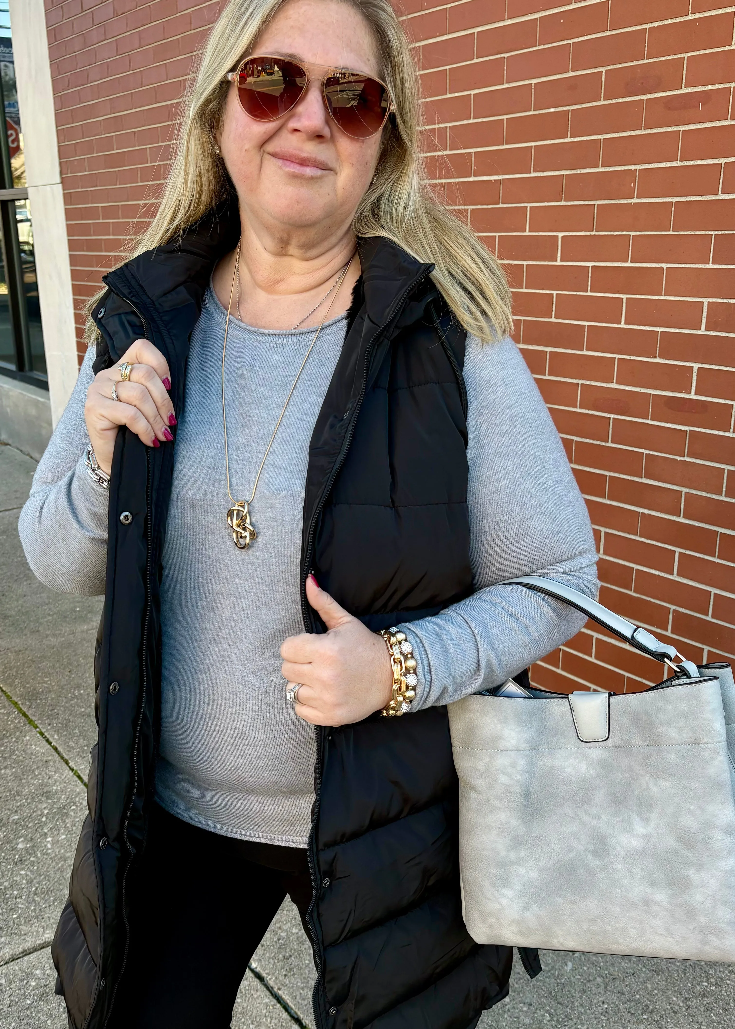 Heathered Grey Round Neck Basic Sweater