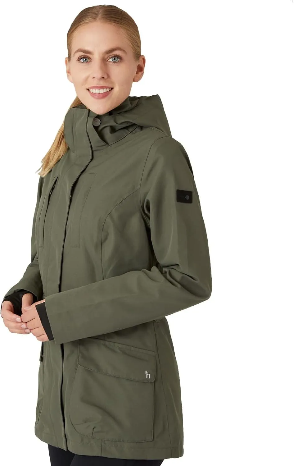 HORZE Women's Jadine Equestrian Waterproof Horse Riding Hooded Rain Jacket