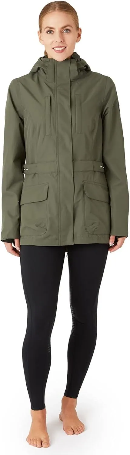 HORZE Women's Jadine Equestrian Waterproof Horse Riding Hooded Rain Jacket