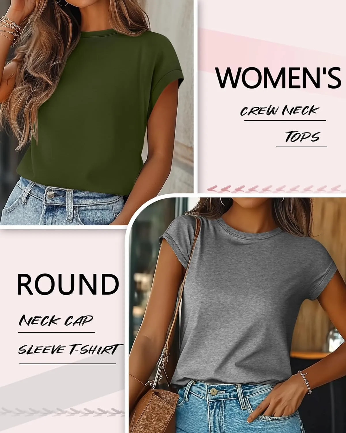 Huukeay 3 Pack Women's Cap Sleeve Tops Basic Cotton Tee Shirts Summer Casual Crew Neck Trendy Clothes 2025 Fashion