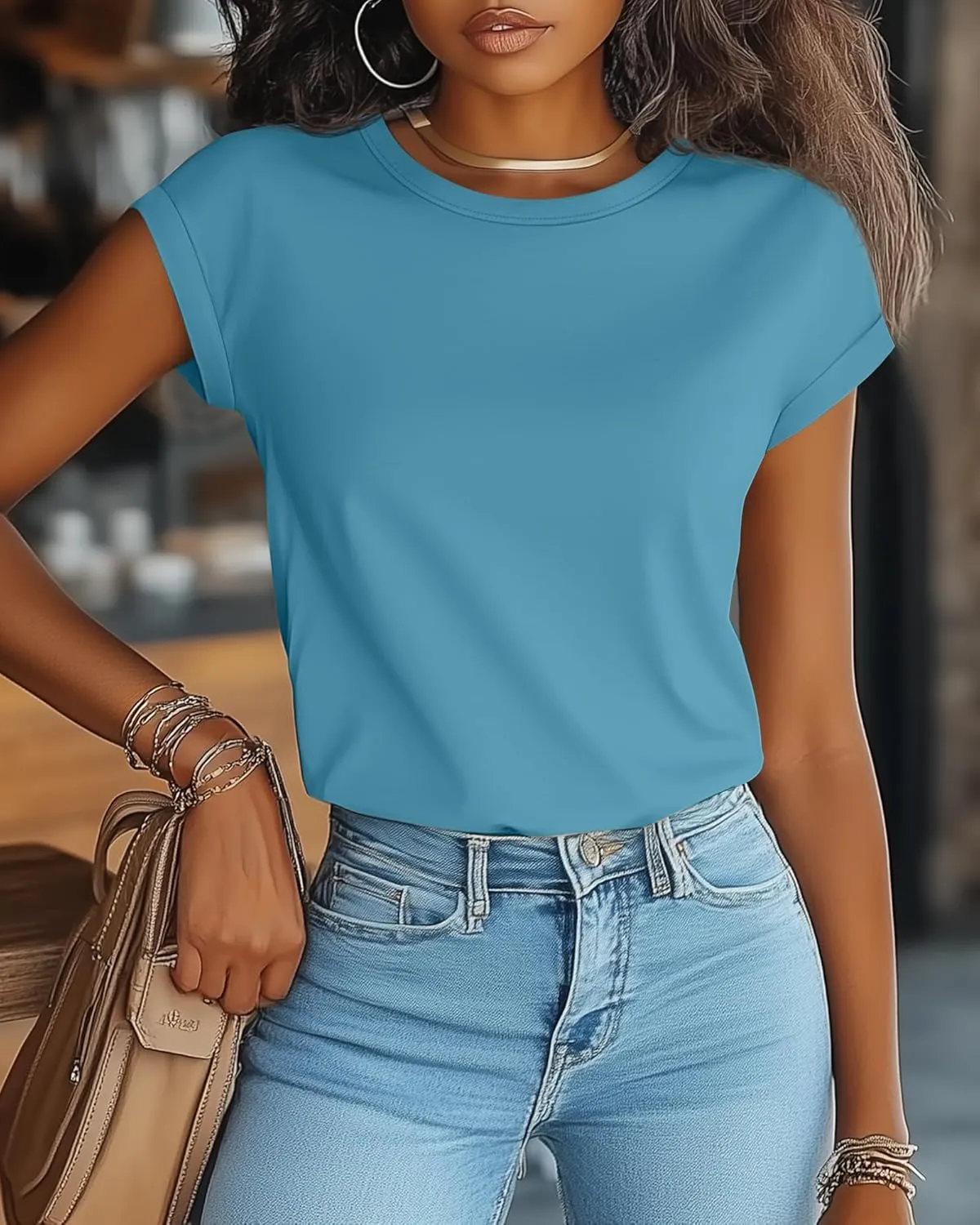 Huukeay 3 Pack Women's Cap Sleeve Tops Basic Cotton Tee Shirts Summer Casual Crew Neck Trendy Clothes 2025 Fashion