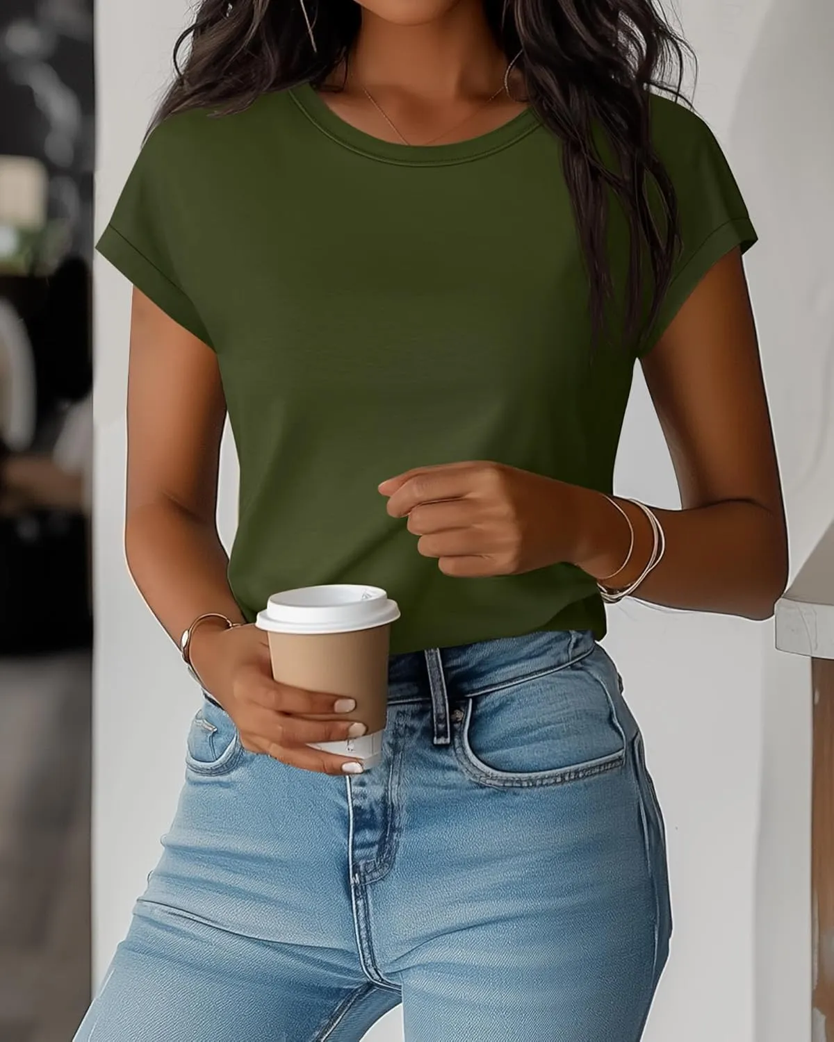 Huukeay 3 Pack Women's Cap Sleeve Tops Basic Cotton Tee Shirts Summer Casual Crew Neck Trendy Clothes 2025 Fashion