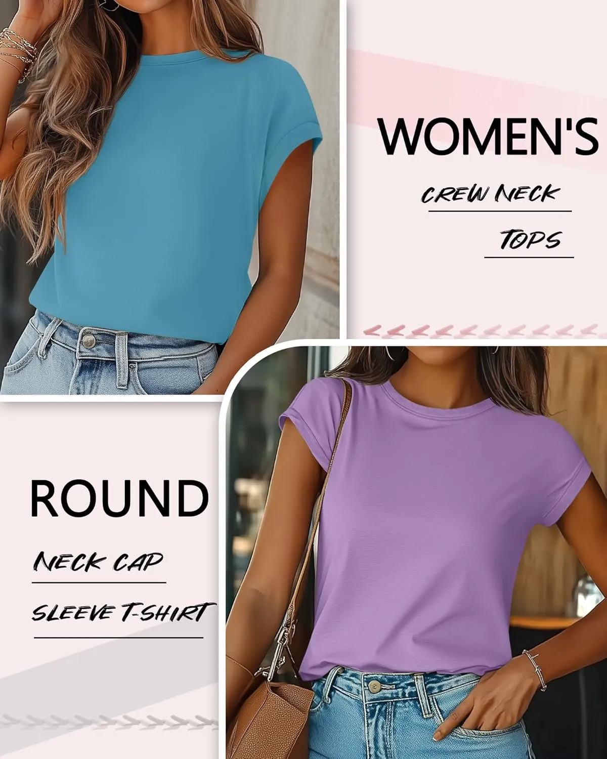Huukeay 3 Pack Women's Cap Sleeve Tops Basic Cotton Tee Shirts Summer Casual Crew Neck Trendy Clothes 2025 Fashion