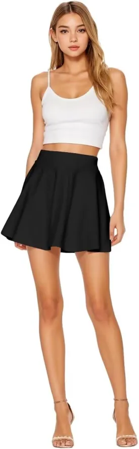 Hybrid & Company Women Basic Versatile Skirts Stretchy Flared Mini Skater Skirt