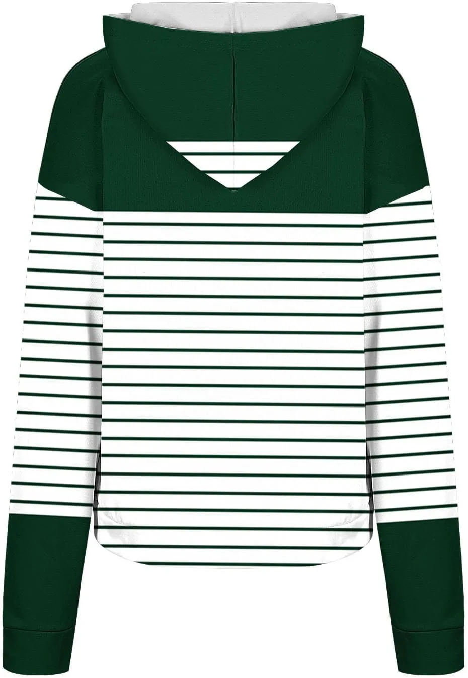 Ladies Stripes Hoodie Women Color Block Hoody Shirt Sweatshirt V Neck Sweater Top with Buttons Long Sleeve Pullover
