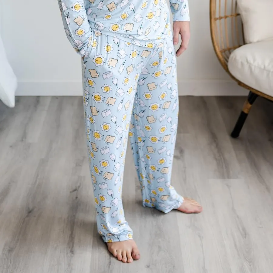 Little Sleepies - Blue Breakfast Buddies Two-Piece Men's Bamboo Pajama Set