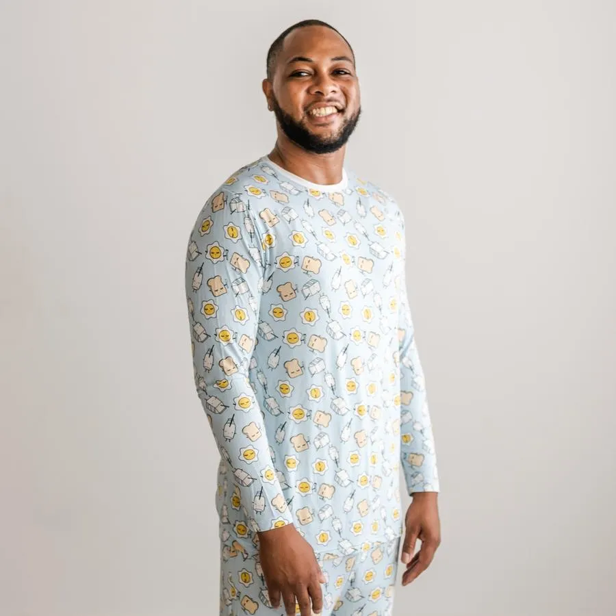 Little Sleepies - Blue Breakfast Buddies Two-Piece Men's Bamboo Pajama Set